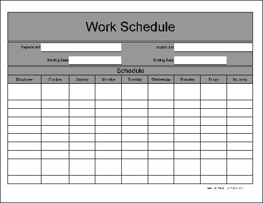 free blank weekly work schedule
